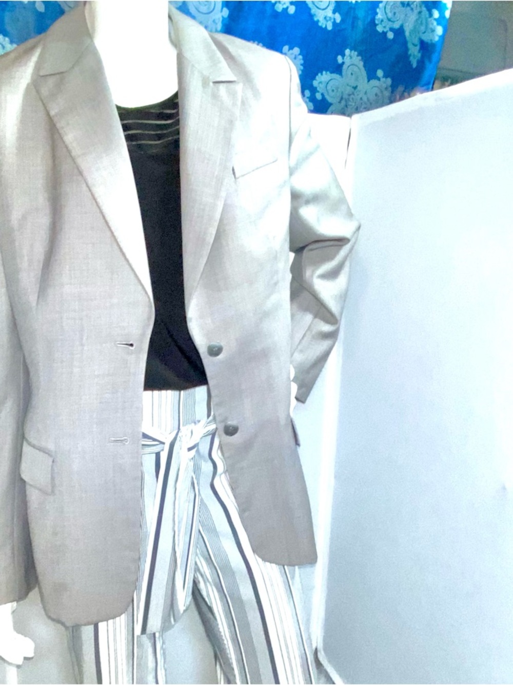 LOFT Gray Women's Blazer - Two-Button Tailored Jacket